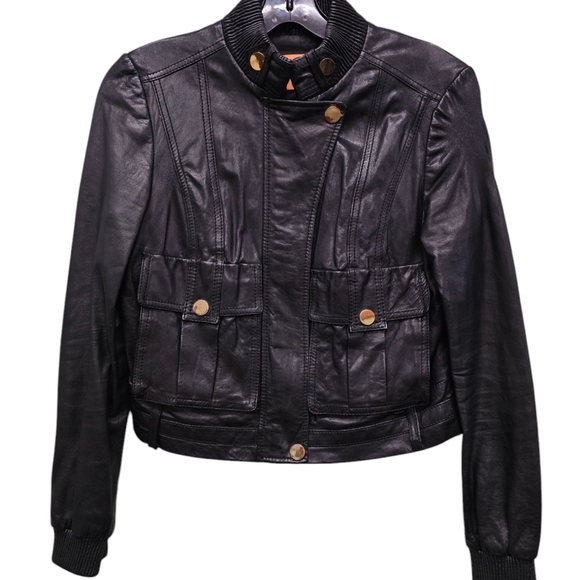 TORY BURCH RICHARD LEATHER BOMBER JACKET - Picture 4 of 9